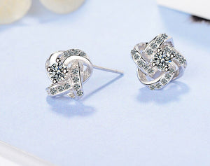 925 Sterling Silver Crystal Stud Earrings For Women Fashion Luxury Cubic Zirconia Paved Wedding Earring Jewelry Accessory