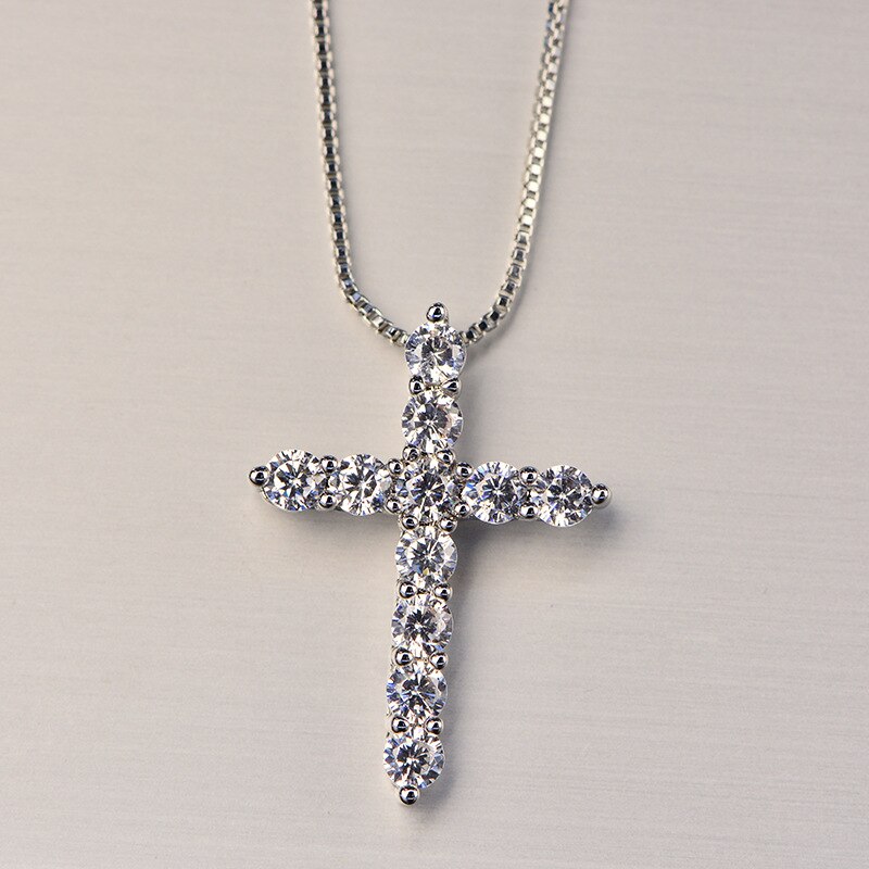 silver color  necklace jewelry women wedding fashion Cross CZ crystal Zircon stone pendant necklace  Christmas gift n296