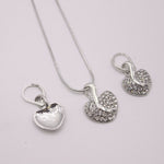 Free shipping Fashion Jewelry Luxury Gold-color Romantic Austrian Crystal heart shape Chain Necklace Earrings Jewelry Sets