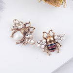 Bohemia  New Tendency Fashion Imitation Pearls Red/White Color Glass Bee Insect Brooch For Women Statement Jewelry Wholesale