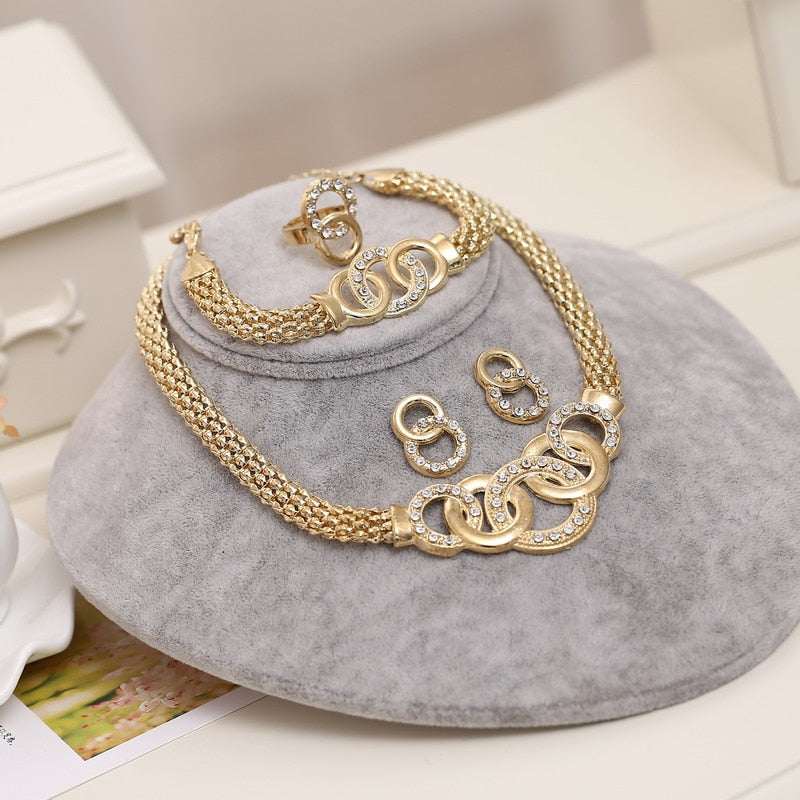 Dubai Gold Rhinestone Jewelry Sets