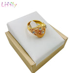 LIFFLY Dubai Jewelry Sets Big Necklace Classic Water Drop Shape Bracelet Earrings Ring for Women Wedding Jewelry Sets for Bride