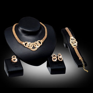 New Brand Exaggerated Big Choker Trendy Round Shape Necklace Bracelet Earring Ring Set Party Costume Jewelry N199