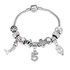 Pink Crystal Charm Bracelet