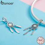 bamoer Authentic 925 Sterling Silver Bohemian Dream Catcher Pendant Charm fit Bracelet Necklace Silver DIY Jewelry Making SCC961