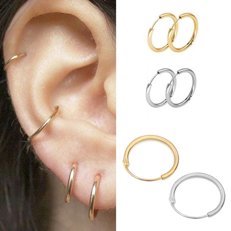 3 Pair/Set Fashion Women Girl Simple Round Circle Small Ear Stud Earring Punk Hip-hop Earrings Jewelry 3 Size