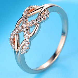 Beiver New Cubic Zirconia Crystal Infinite Rings For Women Fashion Design Statement Rose Gold Color Ring Wedding Jewelry