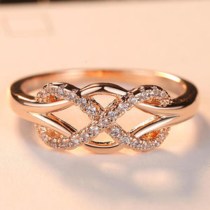 Beiver New Cubic Zirconia Crystal Infinite Rings For Women Fashion Design Statement Rose Gold Color Ring Wedding Jewelry