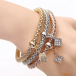 Owl Heart Rhinestone Bracelets (3 Piece)