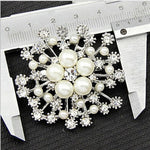 LNRRABC Fashion Women Large Brooches Lady Snowflake Imitation Pearls Rhinestones Crystal Wedding Brooch Pin Jewelry Accessorise
