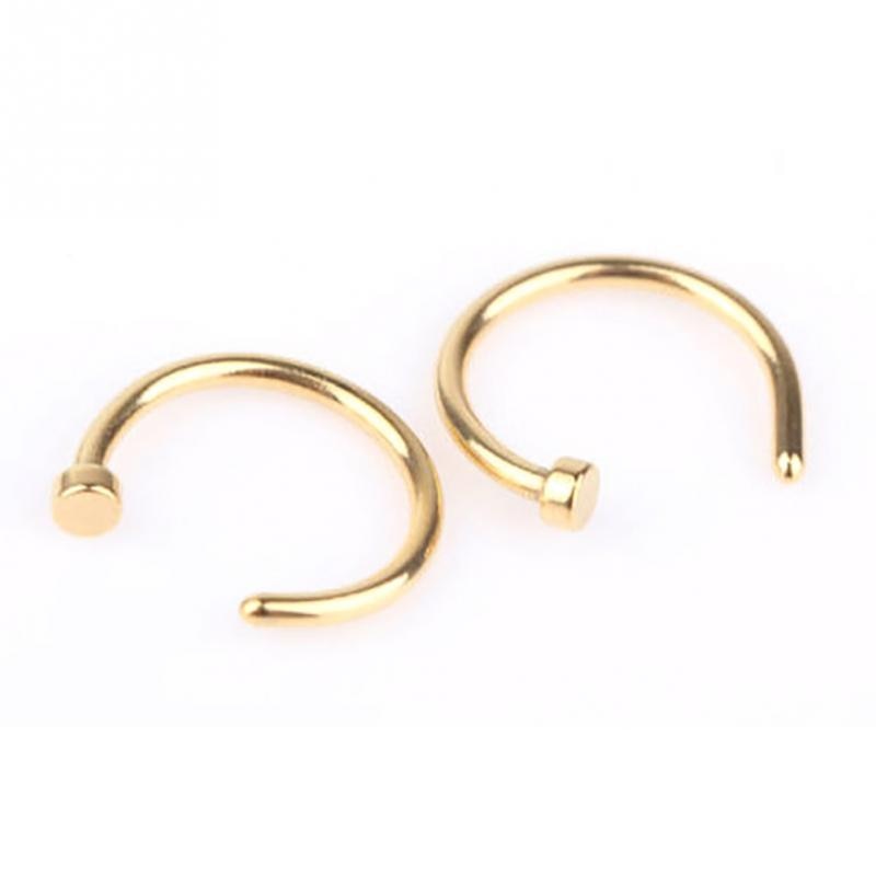 6mm 8mm 10mm Small Thin Surgical Steel Nose Lip Open Hoop Ring C Type Hoop Piercing Stud Body Jewelry 8 Colors