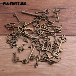 PULCHRITUDE 10pcs Vintage Metal Mixed Two color Small key Charms Pendants For Jewelry Making Diy Handmade Jewelry P6666