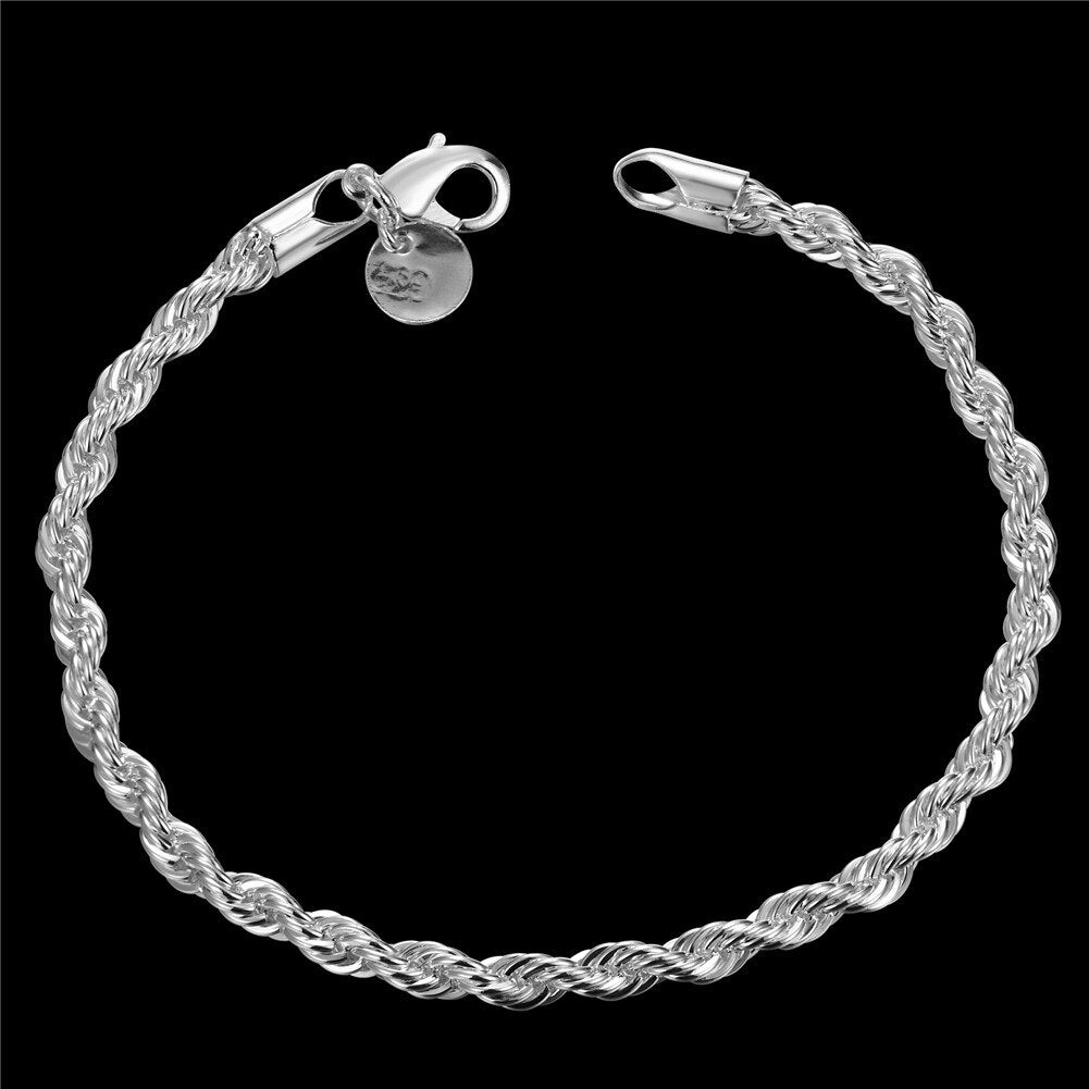 Elegant Shiny 925 Jewelry Unisex Twist Bracelet Fine Fashion Bracelets & Bangles For Women Top Quality Wholesale and Retail