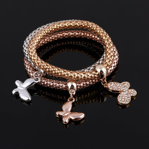 Owl Heart Rhinestone Bracelets (3 Piece)