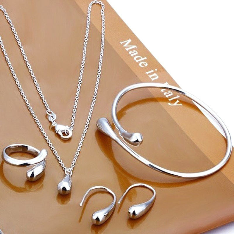 Fashion Silver Elegant Jewelry Sets Necklace Earrings Bracelet Alloy Women Jewelry Set For Women Girls