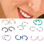 6mm 8mm 10mm Small Thin Surgical Steel Nose Lip Open Hoop Ring C Type Hoop Piercing Stud Body Jewelry 8 Colors