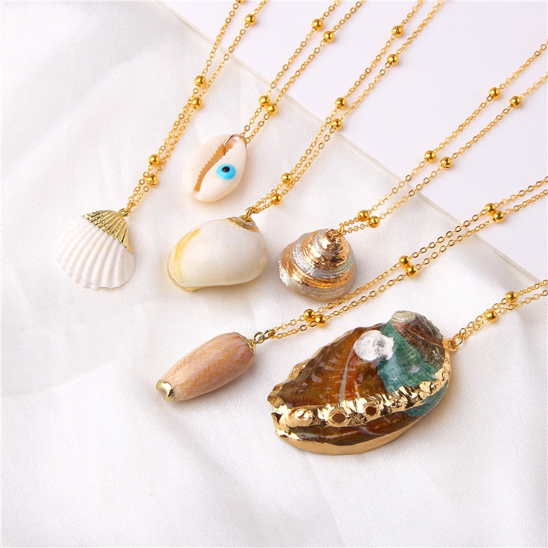 2019 Boho Conch Shell Necklace Sea Beach Shell Pendant Necklace For Women Collier Femme Shell Cowrie Summer Jewelry Bohemian