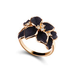 Fashion Rose Flower Enamel Jewelry Set Rose Gold Color Black Painting Bridal Jewelry Sets for Women Wedding 82606