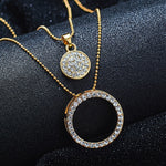 SHUANGR Gold Color Austrian Crystal Classic Hollow Round 48cm necklace pendant earrings jewelry set TH390