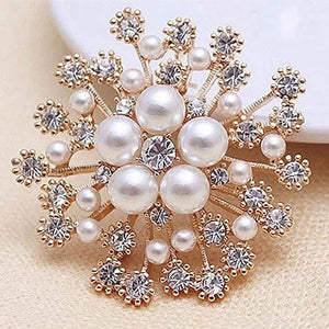 LNRRABC Fashion Women Large Brooches Lady Snowflake Imitation Pearls Rhinestones Crystal Wedding Brooch Pin Jewelry Accessorise