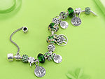 Dropshipping HOT Silver Tree of Life Fashion Bead Bracelet Green Leaf Floral Crystal Charms Bracelet & Bangle Pulsera Jewelry