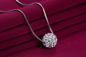 S925 pure silver necklace female short design crystal Shambhala ball chain elegant brief anti-allergic