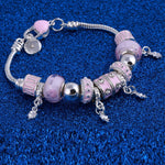 ZOSHI Pink Crystal Charm Silver Bracelets & Bangles for Women With Aliexpress Murano Beads Silver Bracelet Femme Jewelry