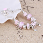 ZOSHI Pink Crystal Charm Silver Bracelets & Bangles for Women With Aliexpress Murano Beads Silver Bracelet Femme Jewelry