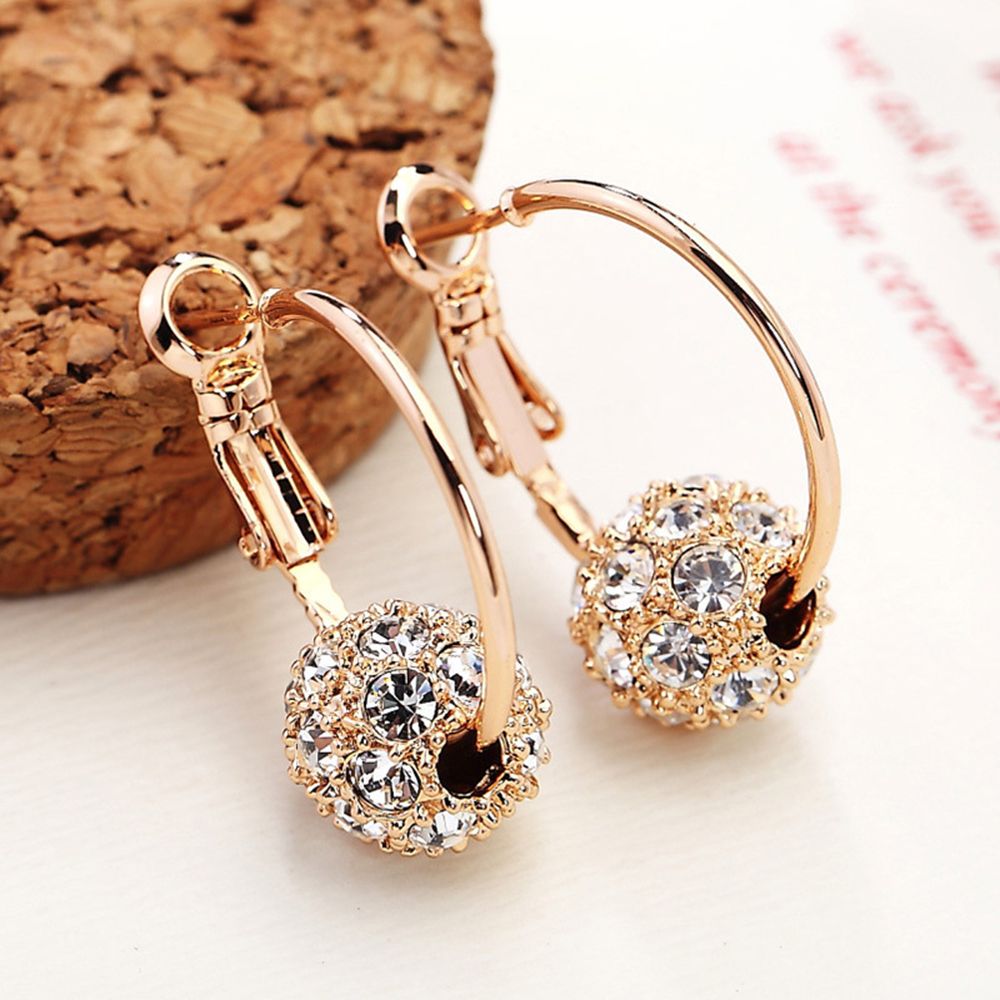 Fashion Austrian Crystal Ball Gold/Silver Earrings High Quality Earrings For Woman Party Wedding Jewelry Boucle D'oreille Femme