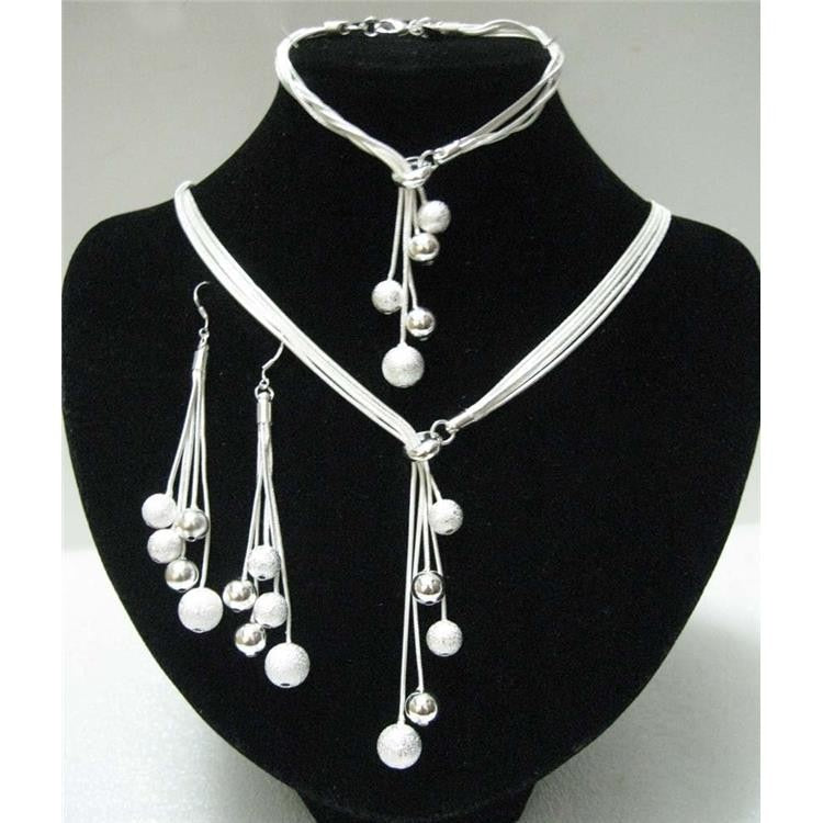 925 sterling silver high-quality five-wire beads new ladies wedding jewelry party gift three-piece AKS0001