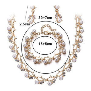 Jiayijiaduo Hot Imitation Pearl Wedding Necklace Earring Sets Bridal Jewelry Sets for Women Elegant Party Gift Fashion Costume