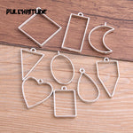 PULCHRITUDE 10pcs/lot Six Color Geometric Figure Charm Hollow Glue Blank Pendant Tray Bezel Charms DIY Handmade Bezel Mold