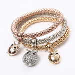 Owl Heart Rhinestone Bracelets (3 Piece)