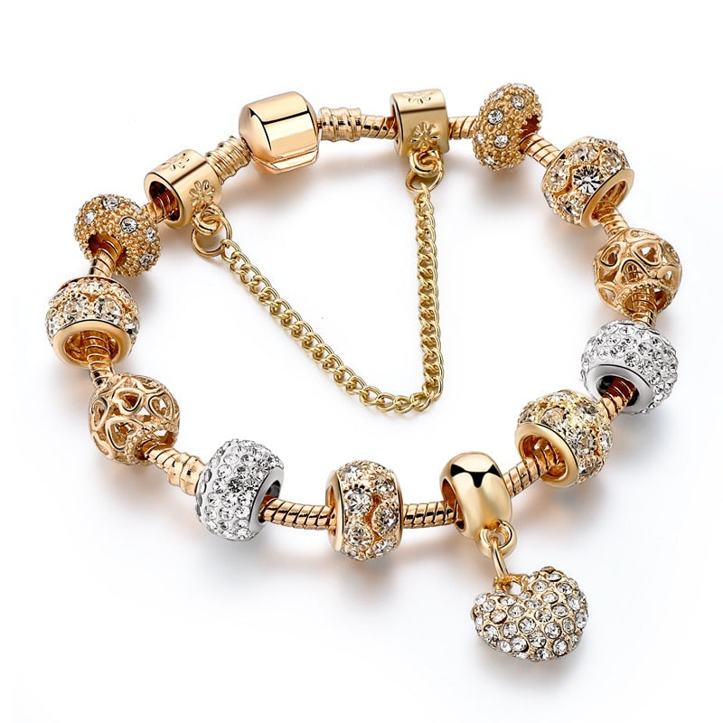 Crystal Heart Charm Bangle