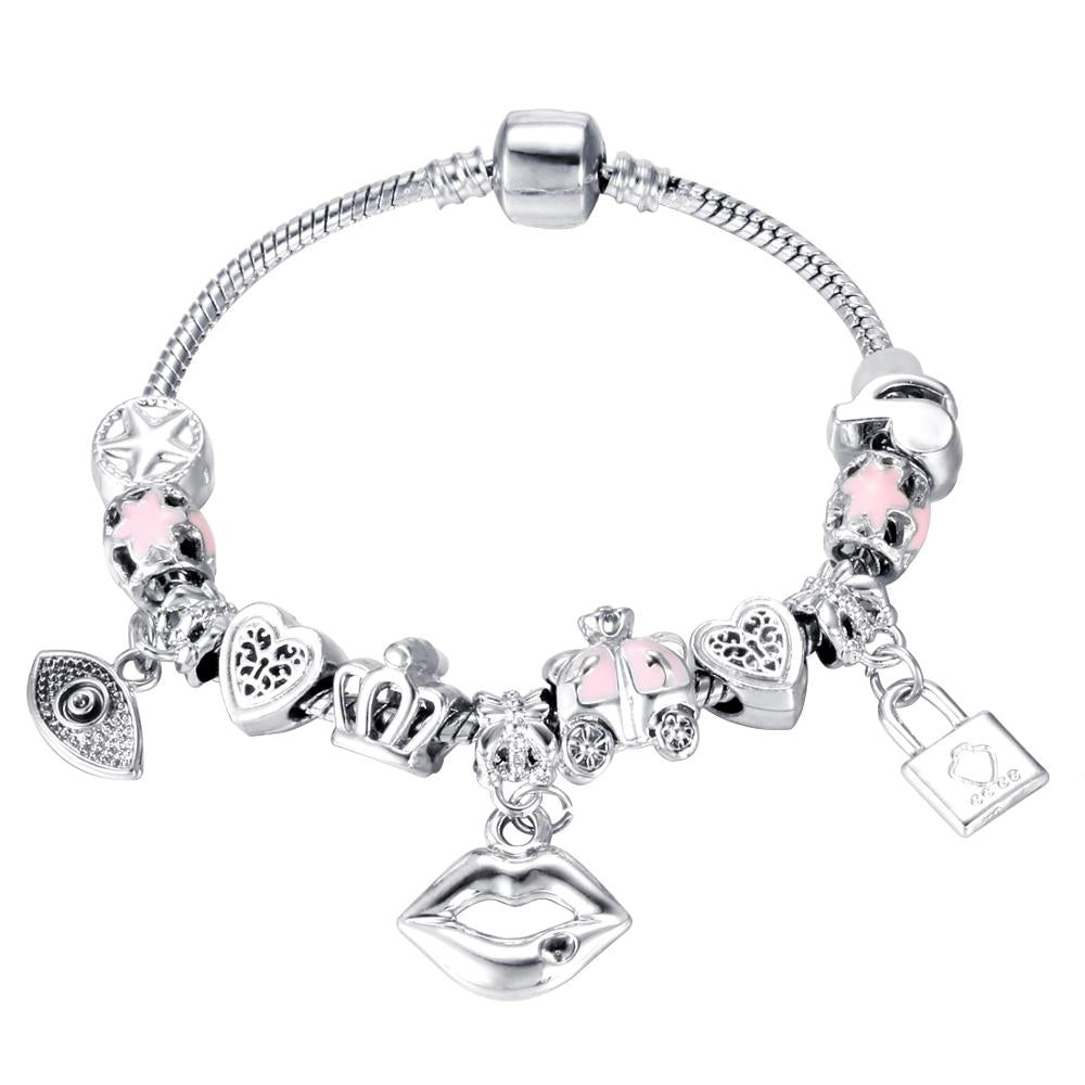 Pink Crystal Charm Bracelet