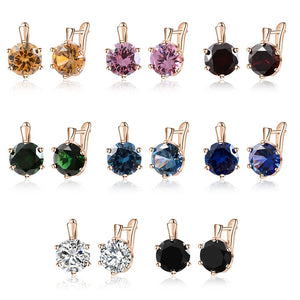 SHUANGR Fashion 10 Colors AAA CZ Element Stud Earrings For Women Vintage Crystal Earrings Statement Wedding Jewelry