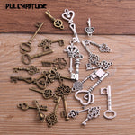 PULCHRITUDE 10pcs Vintage Metal Mixed Two color Small key Charms Pendants For Jewelry Making Diy Handmade Jewelry P6666