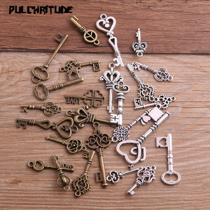 PULCHRITUDE 10pcs Vintage Metal Mixed Two color Small key Charms Pendants For Jewelry Making Diy Handmade Jewelry P6666