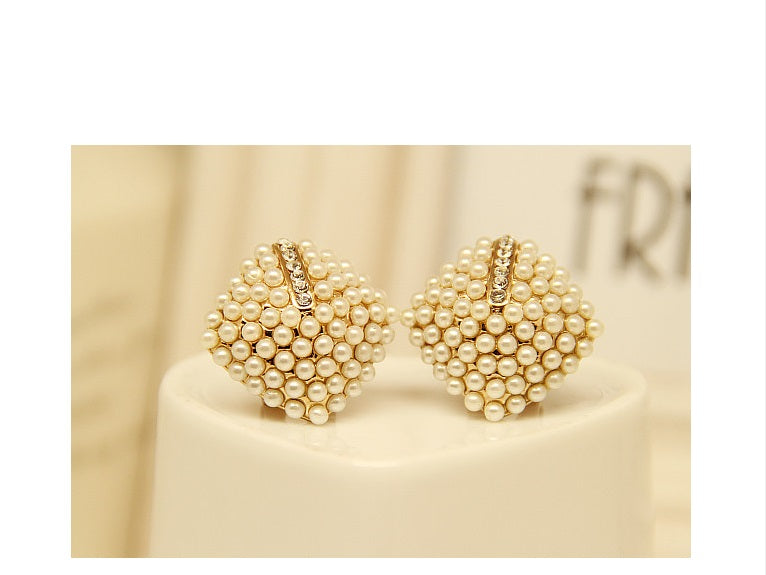 New Fashion Jewelry Crystal Rhinestone Pearl Stud Earrings For Women Vintage Earrings Gifts For Women Lady Girls Wholesale 4g