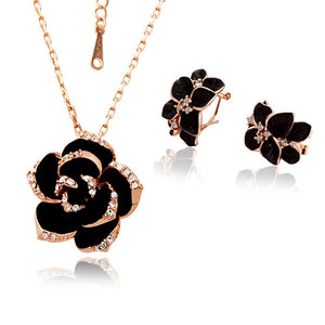 Rose Enamel Jewelry Set