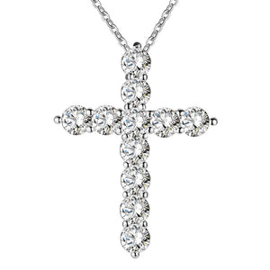 silver color  necklace jewelry women wedding fashion Cross CZ crystal Zircon stone pendant necklace  Christmas gift n296