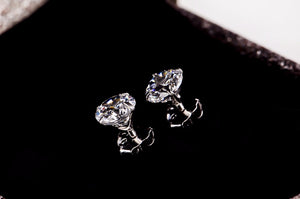 Crystal Zircon Real 925 Sterling Silver Earrings Channel  Cubic Zirconia Silver Stud Earrings for Women Sterling Silver Jewelry