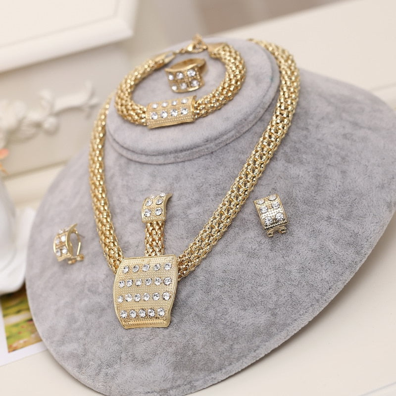 Dubai Gold Rhinestone Jewelry Sets