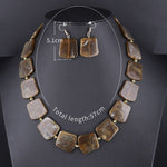 Square Resin Pendant Beads Jewelry Set For Women Chain Rope Statement Necklace Acrylic Geometric Earrings Jewelry Bijoux