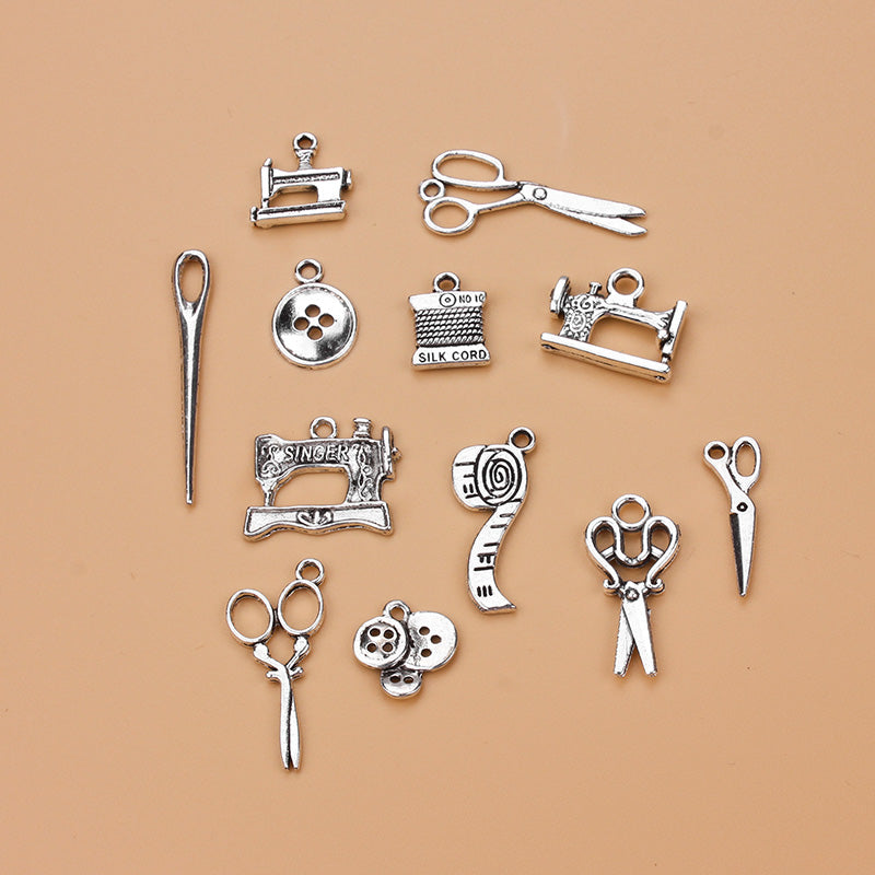 12pcs/lot Mixed Alloy Charms Antique Silver Scissors Pendants Jewelry Findings For DIY Handmade Jewelry Making