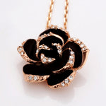 Fashion Rose Flower Enamel Jewelry Set Rose Gold Color Black Painting Bridal Jewelry Sets for Women Wedding 82606