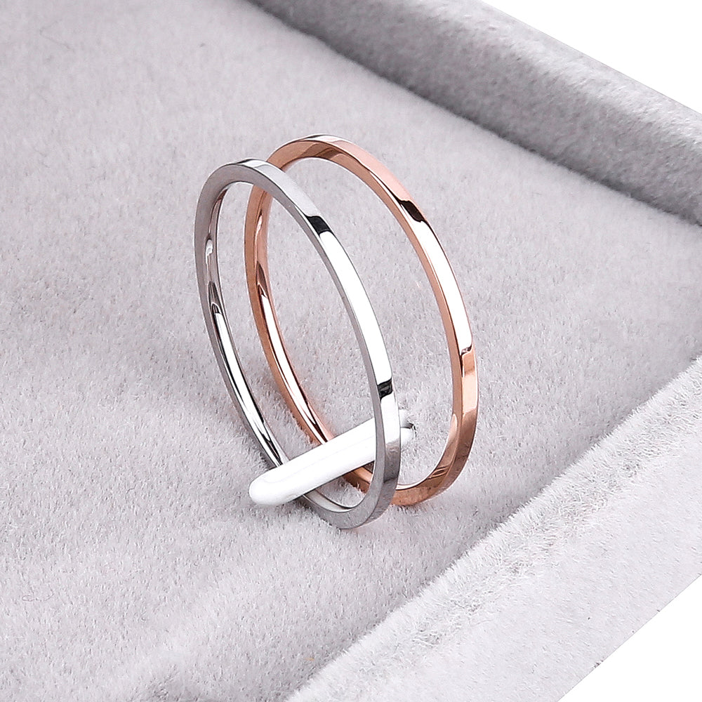 Knock ( 1.2 MM ) Promotion  Titanium Steel Rose Gold Color Anti-allergy Smooth Couple Wedding Ring Woman Man Fashion Jewelry