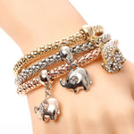 Owl Heart Rhinestone Bracelets (3 Piece)