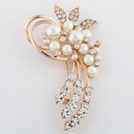 ZOSHI Fashion Jewelry High Quality Vintage Gold Brooch Pins Austria Crystals Imitation Pearl Flower Brooch Wedding Accessories