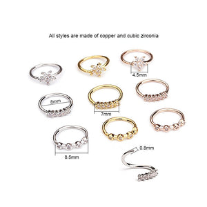 Sellsets 20gx8mm Nose Piercing Body Jewelry Cz Nose Hoop Nostril Nose Ring Tiny Flower Helix Cartilage Tragus Ring
